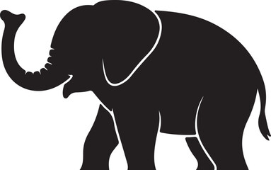 Obraz premium Elephant Silhouette, Wild Animal Illustration, Jungle Wildlife Icon Design