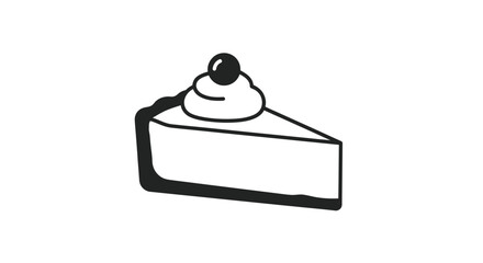 Hand drawn cheesecake slice with whipped cream and cherry on top.