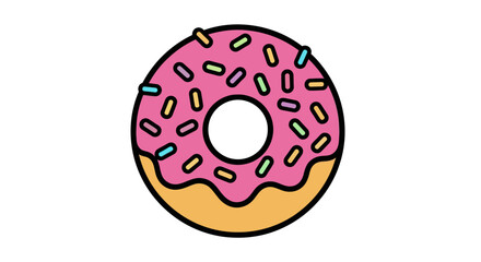 Fototapeta premium Delicious Pink Frosted Donut with Colorful Sprinkles.