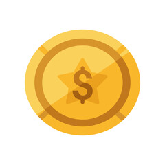 Golden coin featuring a dollar sign and star, symbolizing wealth and success in finance