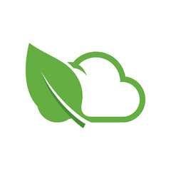 Green leaf and cloud logo symbolizing nature and sustainability in a clean environment