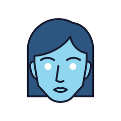 Illustration of a serene woman with blue tones, showcasing a calm expression against a minimalist background