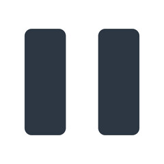 Minimalist design featuring two dark gray rounded rectangles symbolizing pause, ideal for modern interfaces