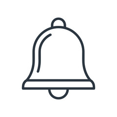Minimalist outline of a bell icon symbolizing notifications, set against a clean background