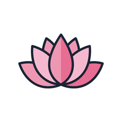 A beautifully designed pink lotus flower symbolizing purity and tranquility, isolated against a white background