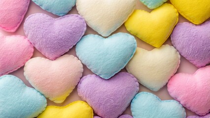 Colorful heart shaped pillow for valentine's day background.