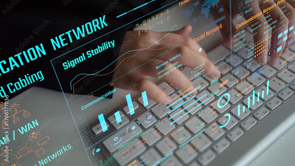 Aufkleber data center monitoring dashboard visualize network performance, connection status, usage rate, and t