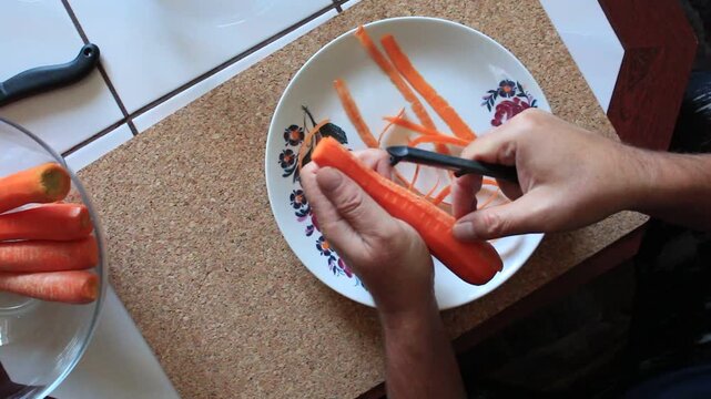 Preparing a carrot for cooking