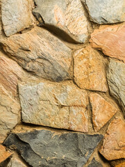 The wall is made of many different sized stones