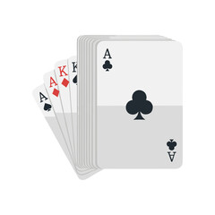 A hand of playing cards featuring an ace of spades and a royal flush in a minimalist design
