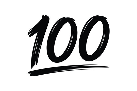 Bold black brush stroke number 100 with underline