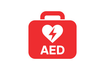 Red aed defibrillator medical emergency kit icon
