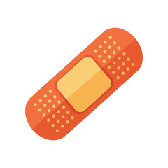 Bright orange adhesive bandage on a white background, symbolizing healthcare and injury care