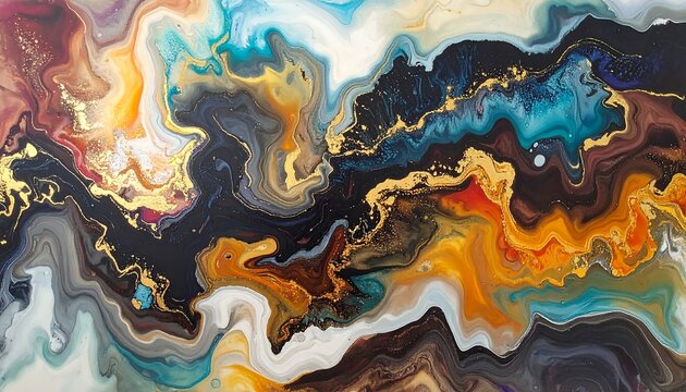 Abstract marbled paint swirls