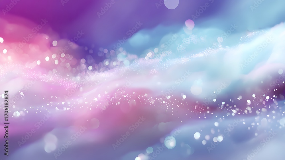 Poster dreamy abstract background with soft pastel colors and sparkling particles, creating a magical atmos