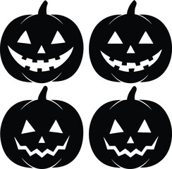Jack-o'-Lantern Pumpkin Faces Silhouettes