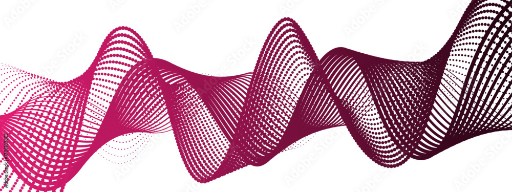 Aufkleber abstract dynamic and flowing background with soft turquoise-pink waveforms and dotted halftone eleme