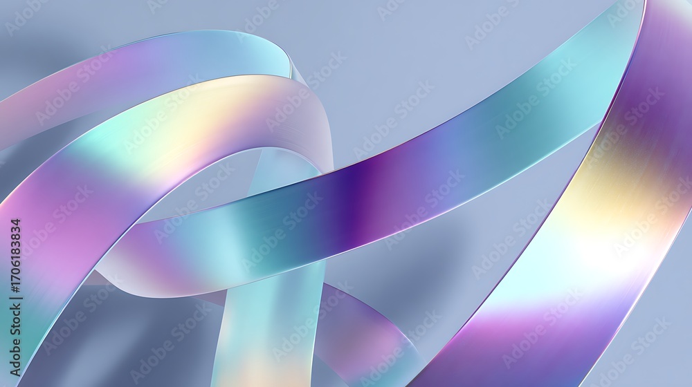 Aufkleber abstract holographic ribbon background with smooth wave pattern and shiny reflections surface