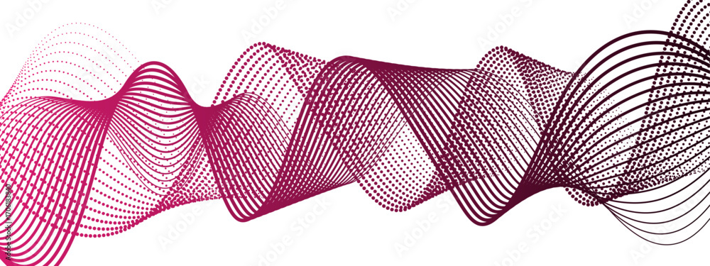 Aufkleber abstract dynamic and flowing background with soft turquoise-pink waveforms and dotted halftone eleme