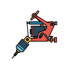 Detailed illustration of a tattoo machine showcasing its components and design, ideal for tattoo art