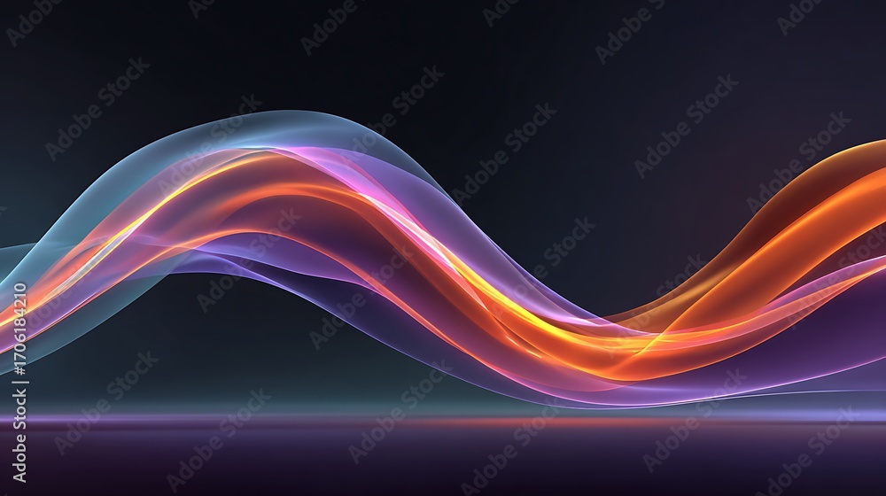 Poster abstract flowing wave of light with vibrant colors, creating a dynamic and visually stunning backgro