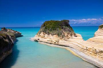 A landscape overlooking the Canal D'Amour and the beautiful rock formations of the Greek island of Corfu, near the village of Sidari, background or wallpaper for your project