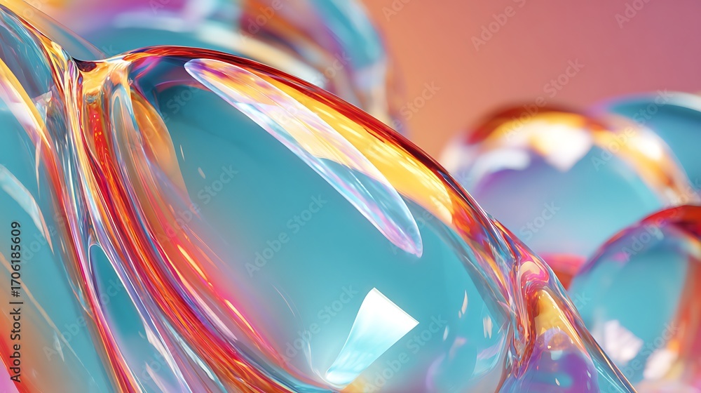 Poster abstract iridescent fluid background with a smooth, shiny surface and subtle color variations, creat