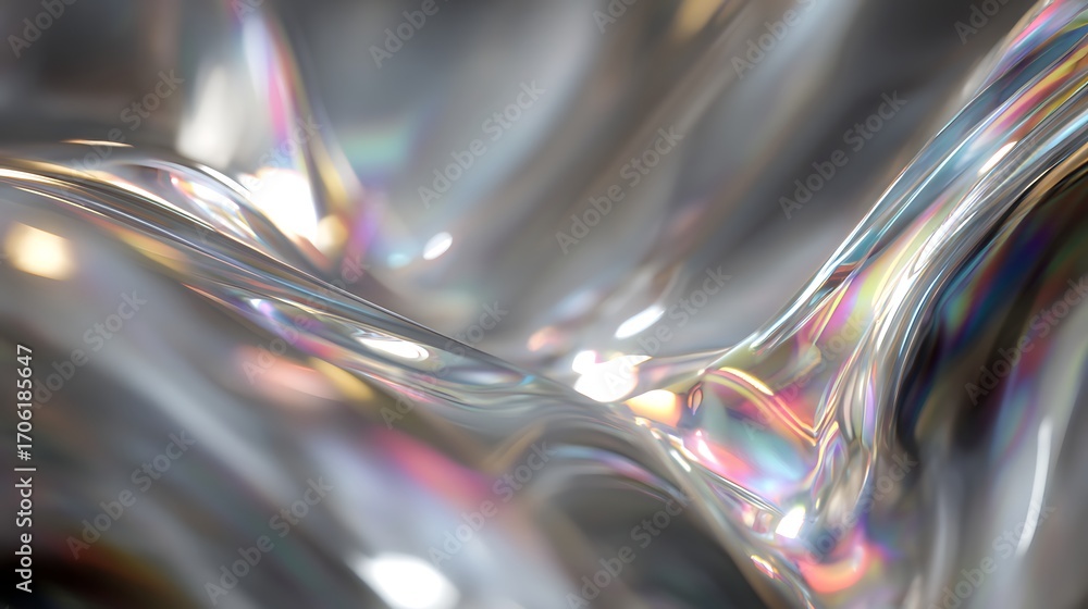 Poster abstract iridescent fluid background with a smooth, shiny surface and subtle color variations, creat