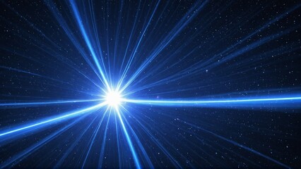 Blue light flare - flash light streak ray - large light flare behind the planet