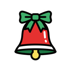 Vibrant red Christmas bell with green bow, symbolizing holiday cheer and festivities