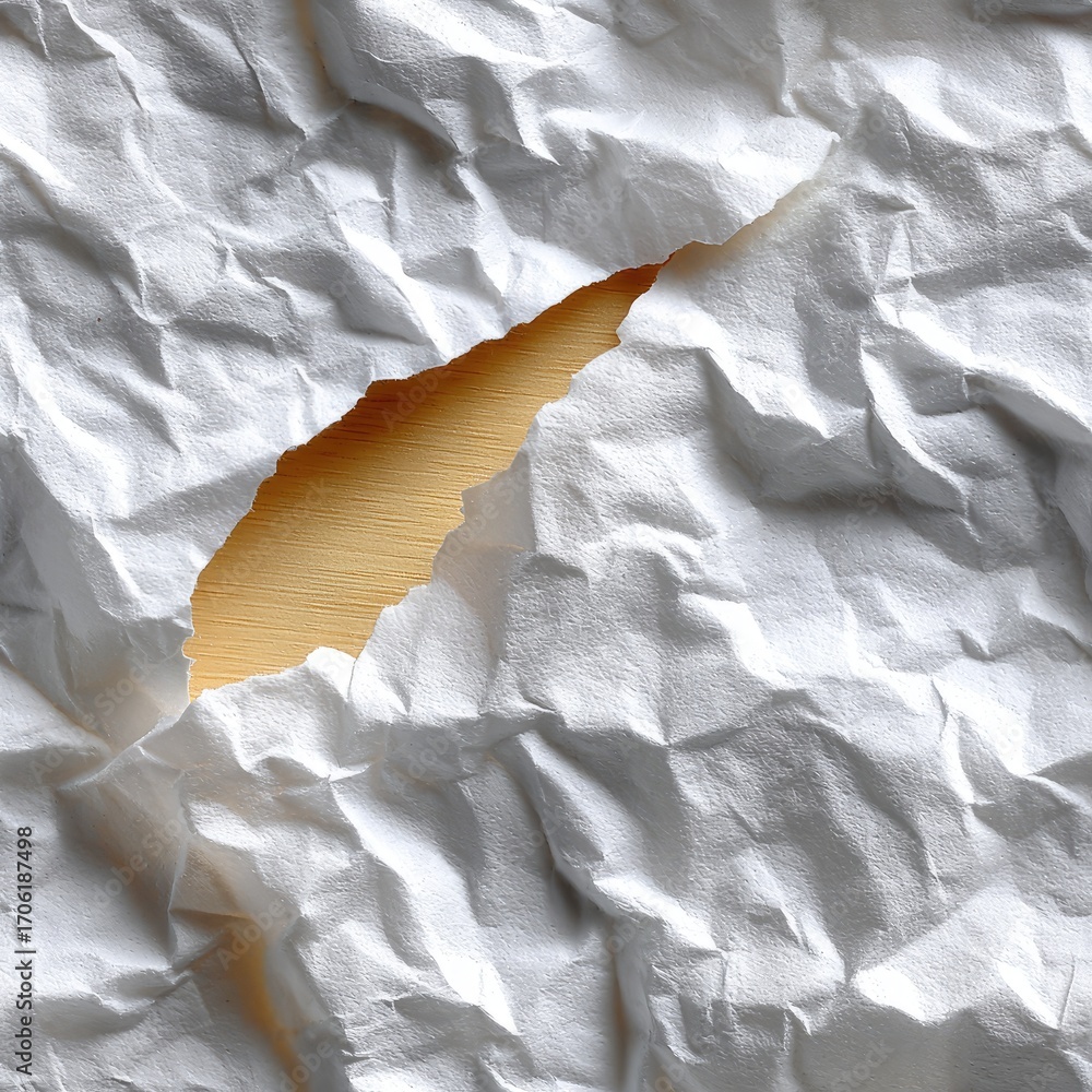 Poster highlighting the intricate creases of crumpled paper, this composition evokes tranquility and adds d
