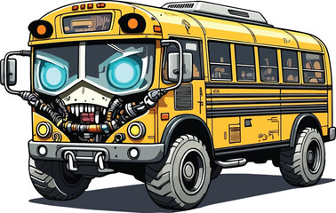 Yellow school bus vector illustration for back to school transportation design