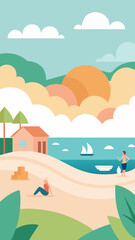 vector illustration of a tropical island