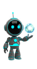 Robot Character Pointing at Globe Futuristic Technology Innovation Artificial Intelligence Digital Transformation