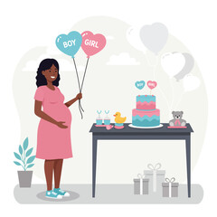Vector illustration the mother celebrating a gender reveal party