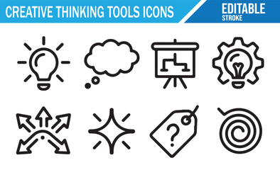 Business innovation and vision tools icons editable stroke vector illustration