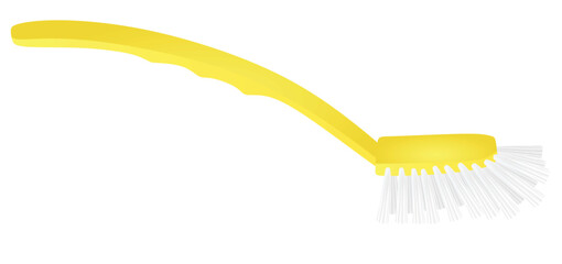 Yellow dishwashing brush. vector illustration	
