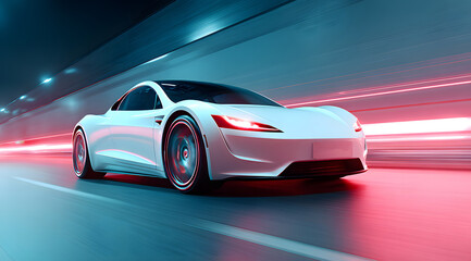 Obraz premium fast moving car on road