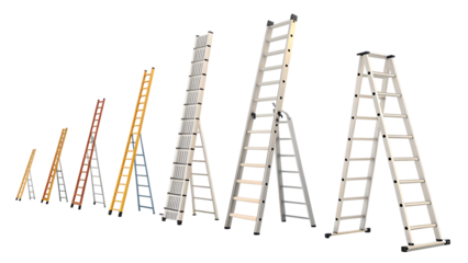 Different ladder collection cut out on PNG. AI GENERATED.
