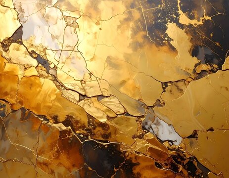 Abstract gold and white marbled texture
