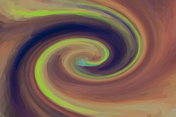 A swirl of orange and green colors