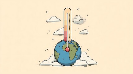 Global Warming Earth Thermometer Rising Temperature Climate Change Illustration