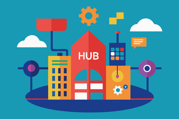 Vector illustration of a city and a house