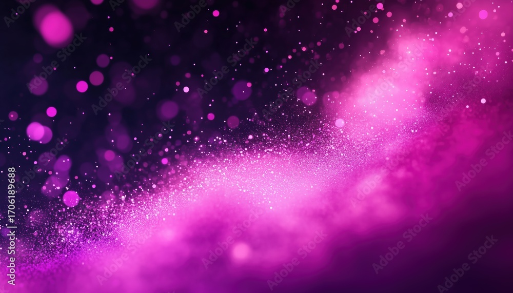 Poster pink bokeh dust explosion in an abstract style, featuring a burst of pink, glittery particles creati