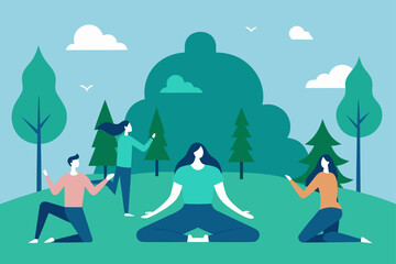 Vector illustration of a family camping in the mountains