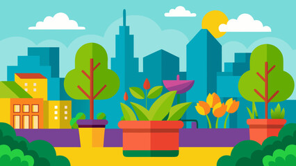 city landscape with trees