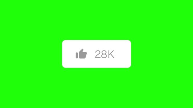 4K Animated likes Counter Increase Button Motion Graphic &ndash; Green Screen Overlay | Likes increase chrome key animation button
