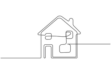 House continuous one line drawing and minimalist style isolate outline