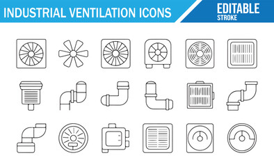Editable stroke line icons for air conditioning and exhaust ventilation design