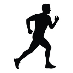 Dynamic silhouette of a male runner in motion athletic sports person running silhouette